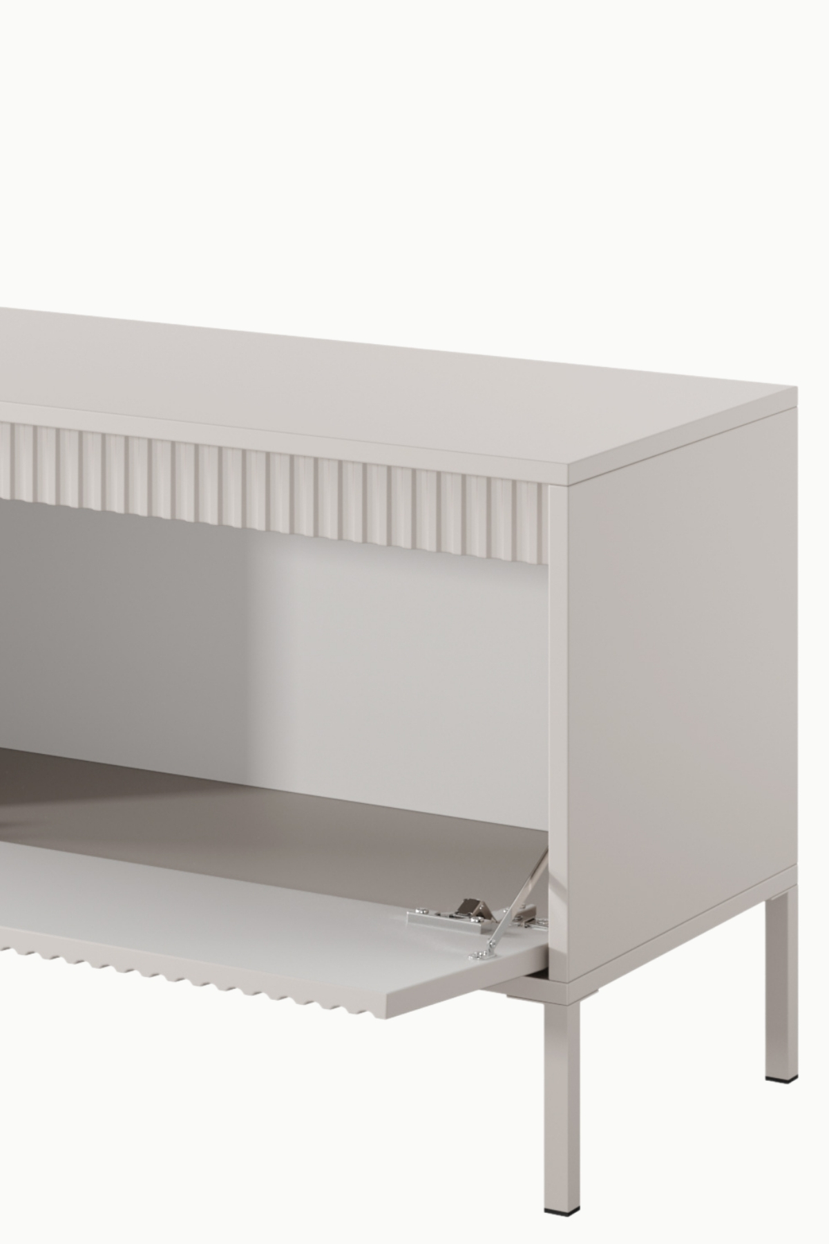 MEUBLE TV Senso beige 187cm, design moderne avec façade cannelée, portes battantes, idéal salon contemporain.