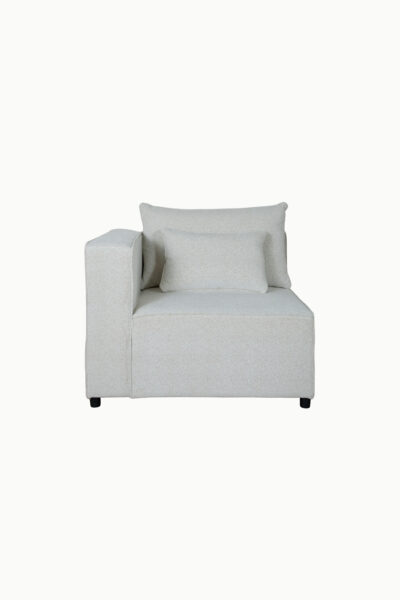 module une place avec accoudoir Monte Carlo en tissu chenille écru, design moderne carré