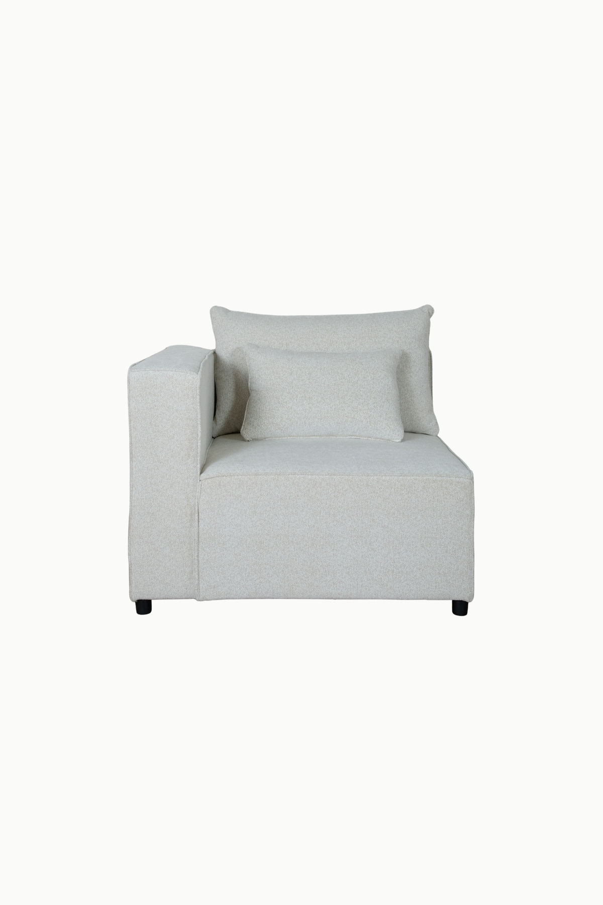 module une place avec accoudoir Monte Carlo en tissu chenille écru, design moderne carré