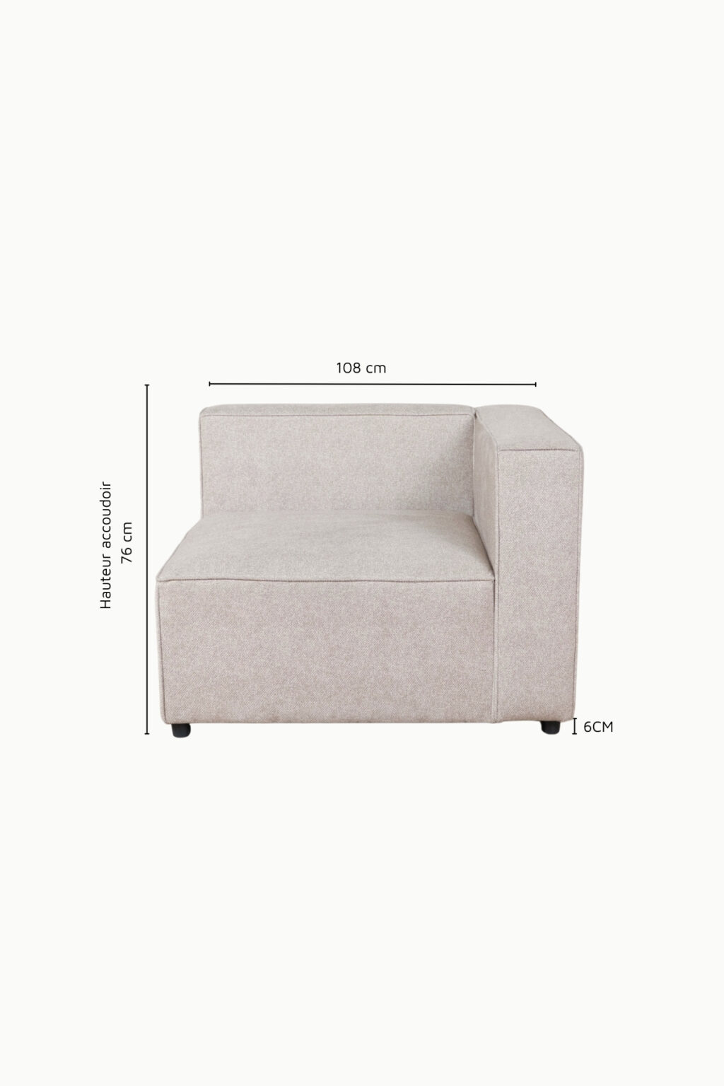 assise monte carlo avec accoudoirs tissus chenille beige 5