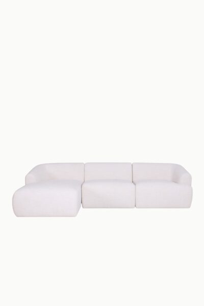 canapé d’angle modulable Winston en tissu chenille beige