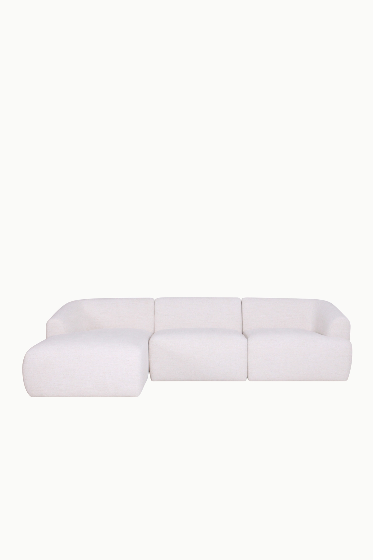 canapé d’angle modulable Winston en tissu chenille beige