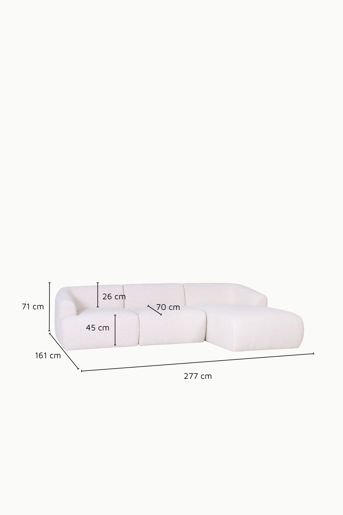 canapé d’angle modulable Winston en tissu chenille beige