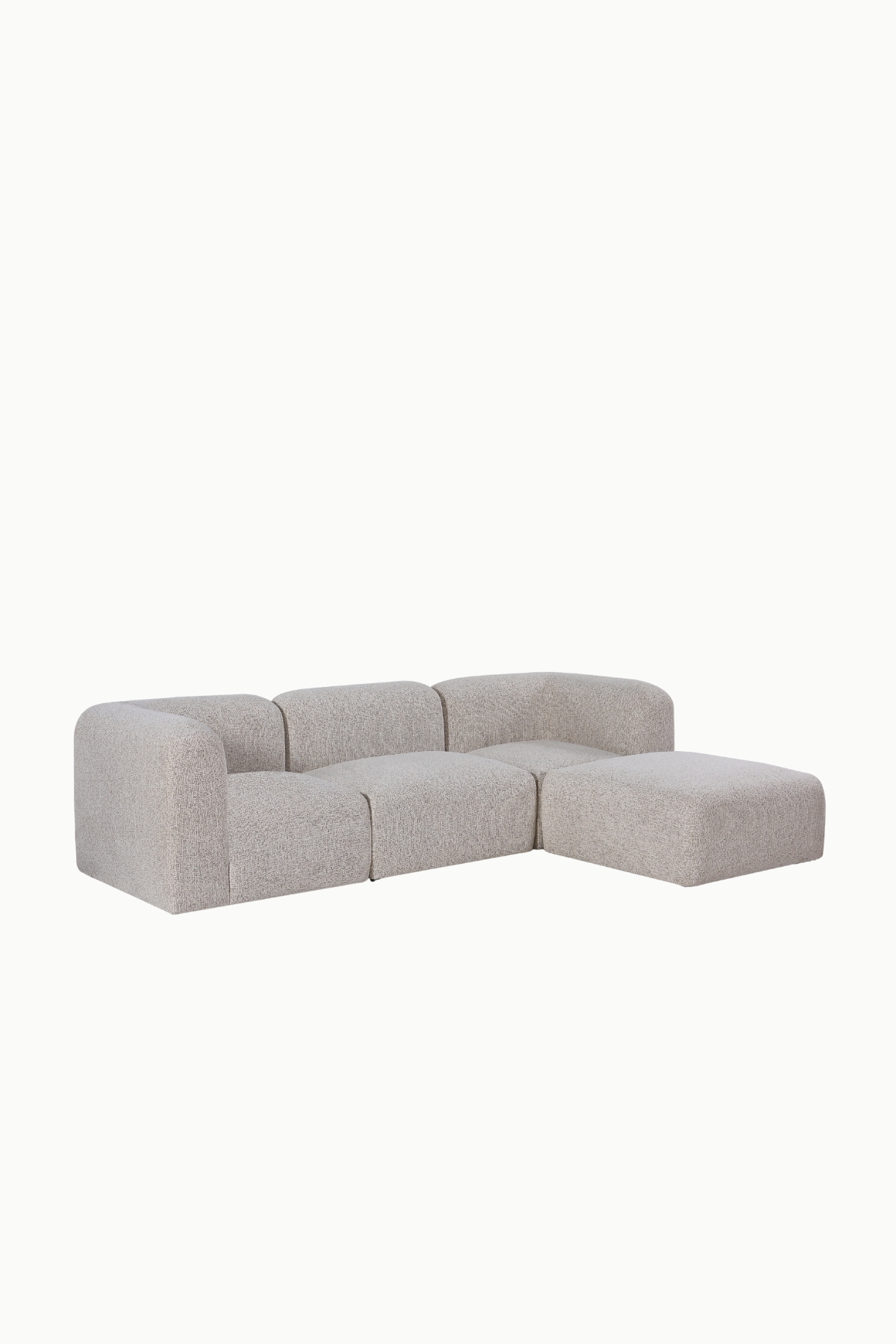 Découvrez le canapé d’angle modulable Bohem, un modèle design et confortable avec pouf assorti, idéal pour sublimer un salon contemporain.
