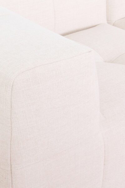 canapé d’angle réversible et modulable Sofia en tissu chenille beige, design moderne avec assises larges