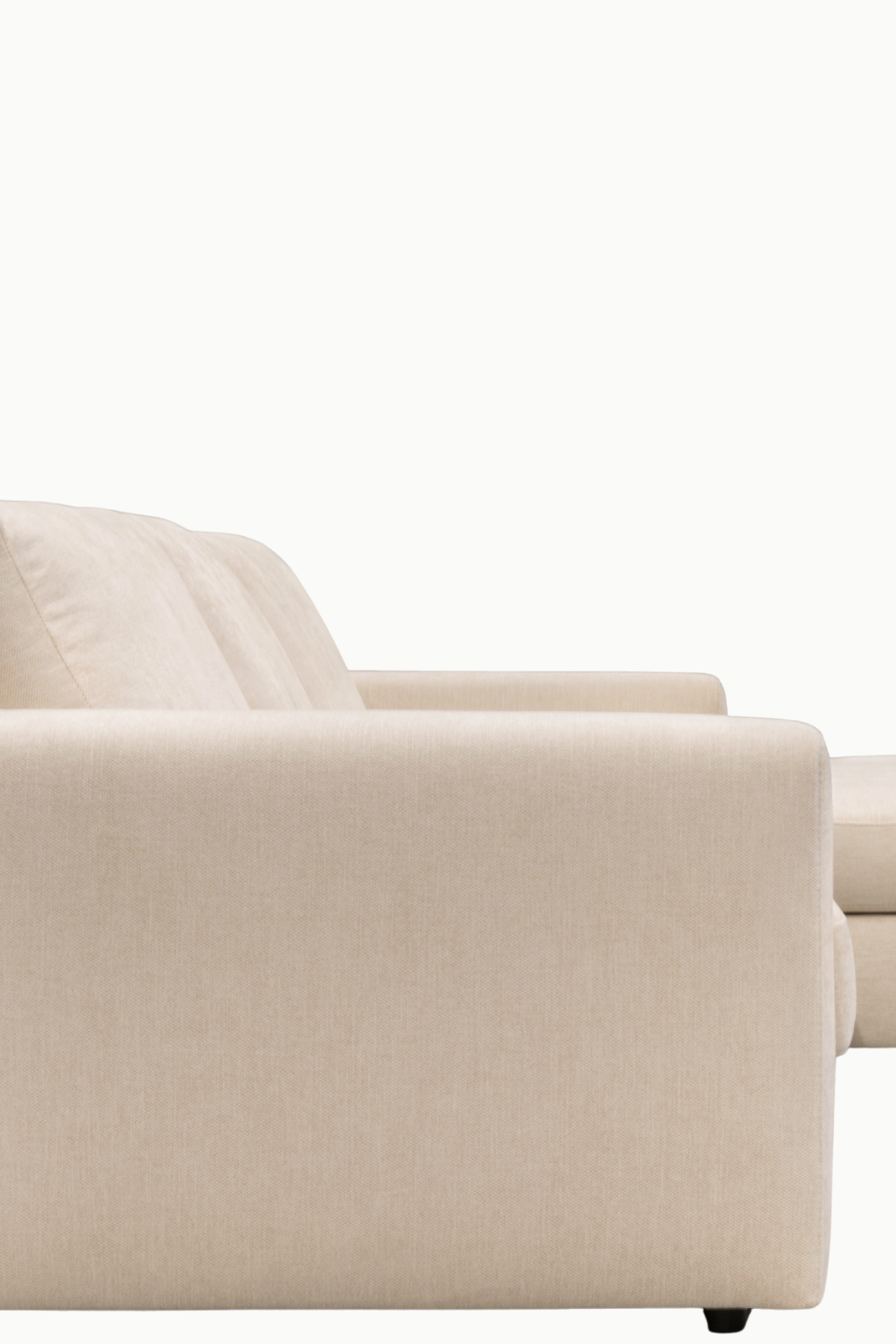 canapé Riviera 5/6 places en velours beige, format 300×167 cm, style moderne