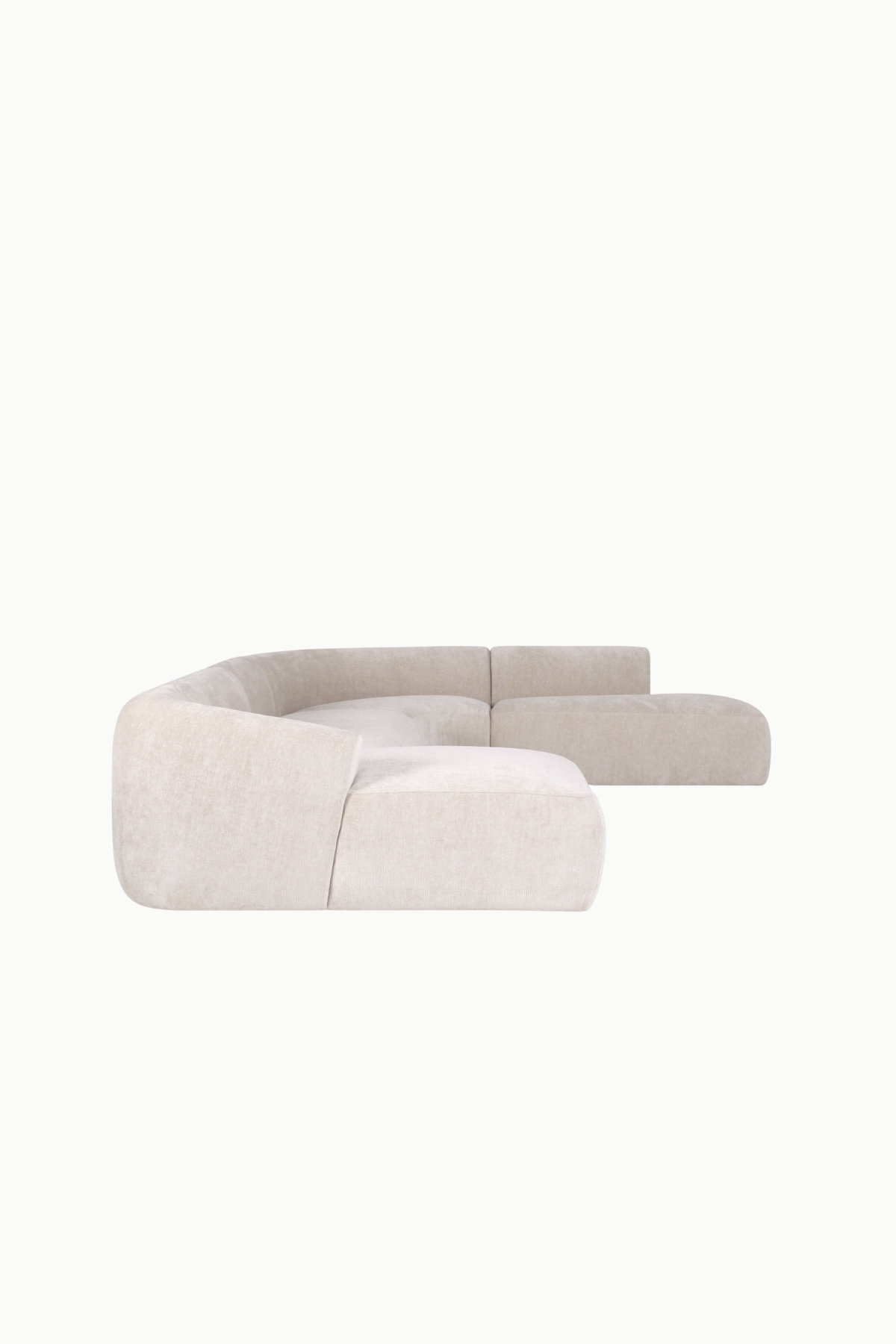 canapé panoramique modulable Winston en tissu chenille beige, design moderne et courbe