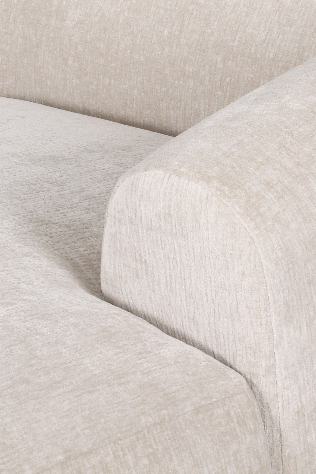 canapé panoramique modulable Winston en tissu chenille beige, design moderne et courbe