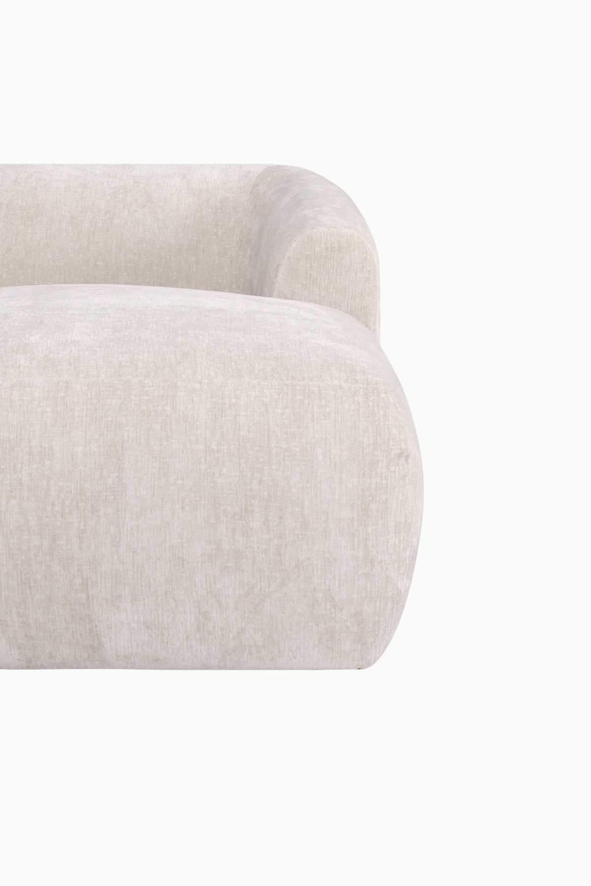 canapé panoramique modulable Winston en tissu chenille beige, design moderne et courbe