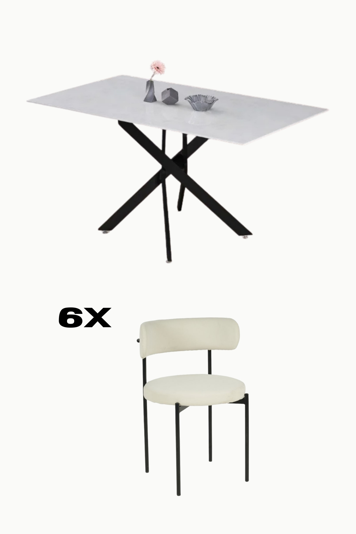 TABLE A MANGER JESSICA ET 6 CHAISES SOHO