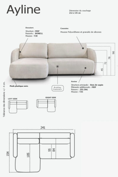 canape Ayline dimensions