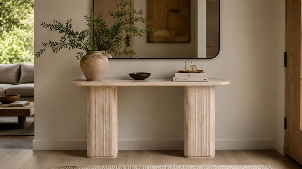 console travertin entree decoration japandi console travertin entree decoration japandi