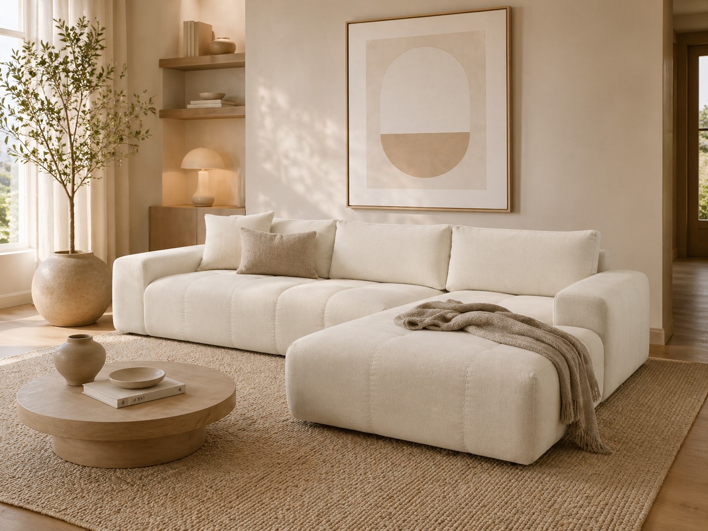 formes organiques couleurs beige salon 2026