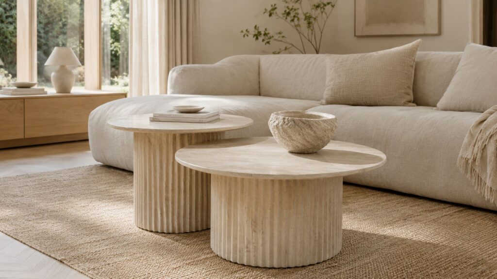 table gigogne travertin salon collection maison des meubles