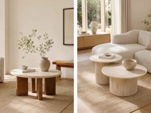 Table en travertin, table basse ou console Table en travertin, table basse ou console