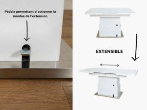 La table basse extensible agrandit le plateau