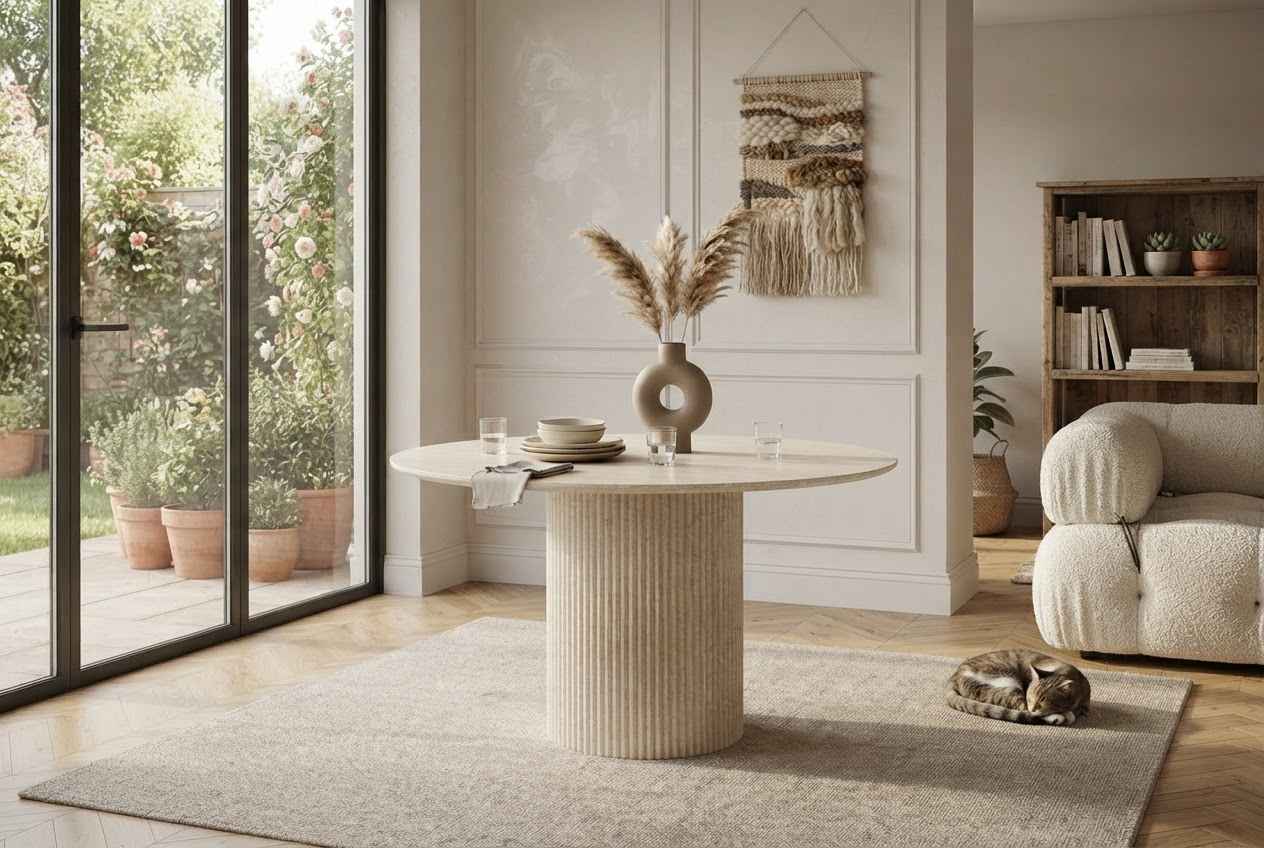 Table en travertin ou effet travertin